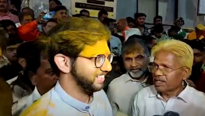Aaditya Thackeray Jejuri visit photos talks about sanjay raut bail