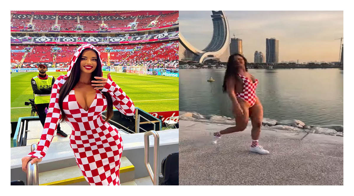 Model Ivana Knoll went to the Al-Bayt stadium for Croatia's first match against Morocco wearing an offensive dress