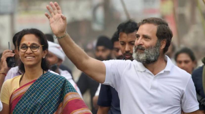 काँग्रेसची 'भारत जोडो' यात्रा सध्या नांदेडमधून मार्गक्रमण करत आहे. या यात्रेत राष्ट्रवादी काँग्रेसच्या नेत्या सुप्रिया सुळे सहभागी झाल्या होत्या.
