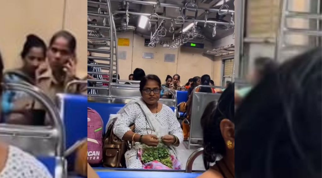 woman in train viral video