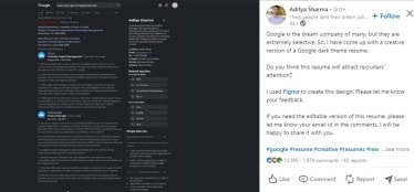 creative resume google