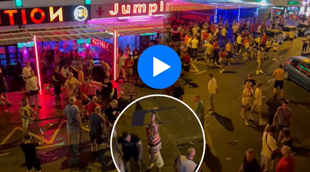 FIFA World Cup 2022 Video of England and Wales fans pelting each other with chairs and kicks