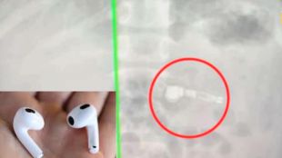 Woman eat Apple AirPods