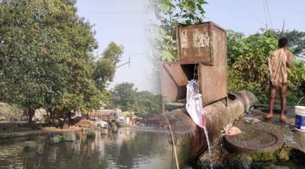 water wastage in Kalamboli due to leakage in pipeline of MJP