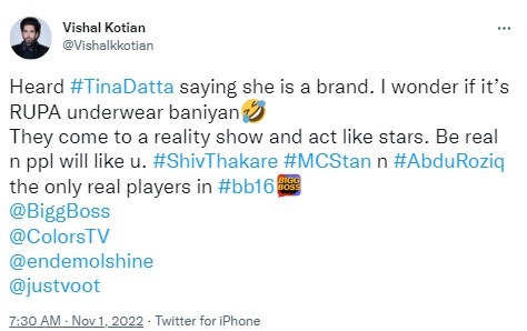 vishal kotiyan taunts tina datta