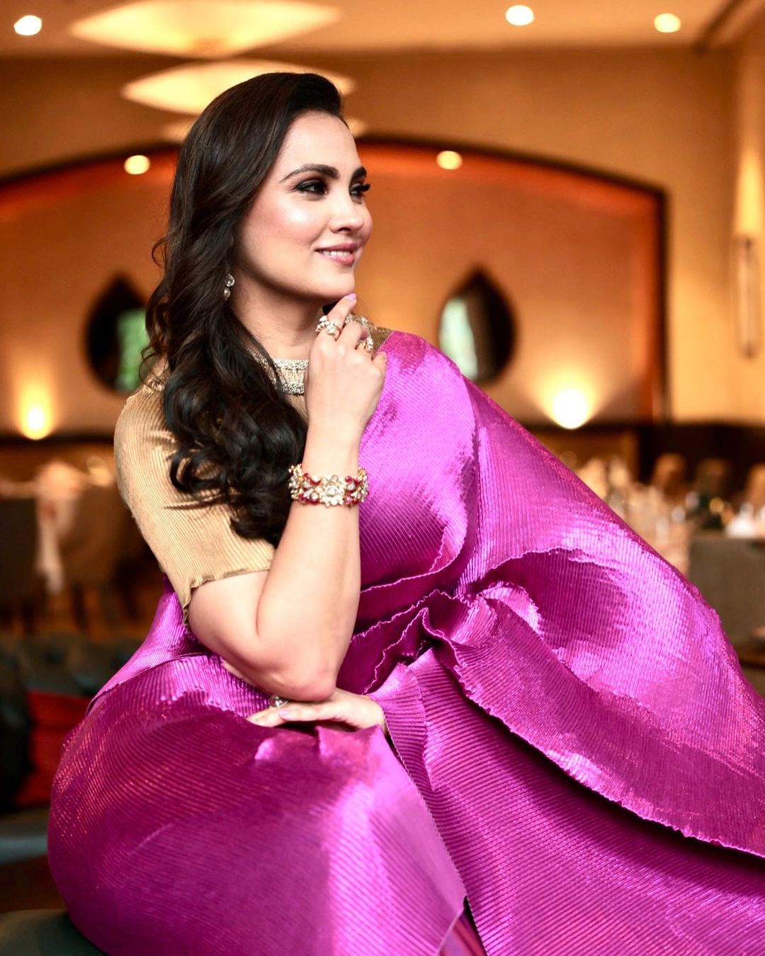 lara dutta pink dress Lara Dutta's evening of dance, glam and pink!