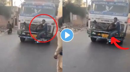Thief tied on truck bonnet viral video Thief tied on truck bonnet viral video
