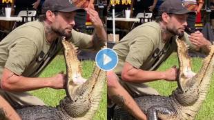 Viral Video Man puts his hand in crocodiles mouth What happened next has shocked Netizens