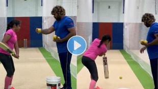 Lasith Malinga has shared a video of him teaching his daughter Ekeesha Sepermadu batting lessons