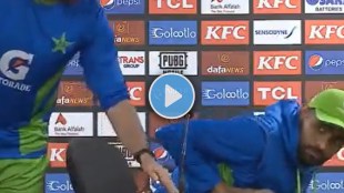 Babar Azam giving a dangerous reaction