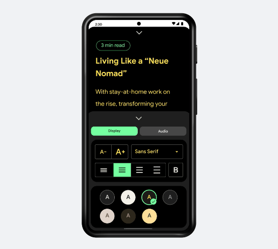 Google reading mode feature
