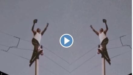 Man climbed on electric pole