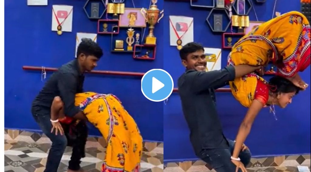 woman in saree stunt viral video