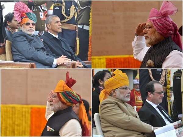 अशाप्रकारे २०१५ ते २०२२ या साली पंतप्रधान नरेंद्र मोदींनी प्रजासत्ताक दिनी त्यांच्या लुकमध्ये आवर्जून पगडीचा वापर केलेला दिसून आला. (फोटो:ANI)