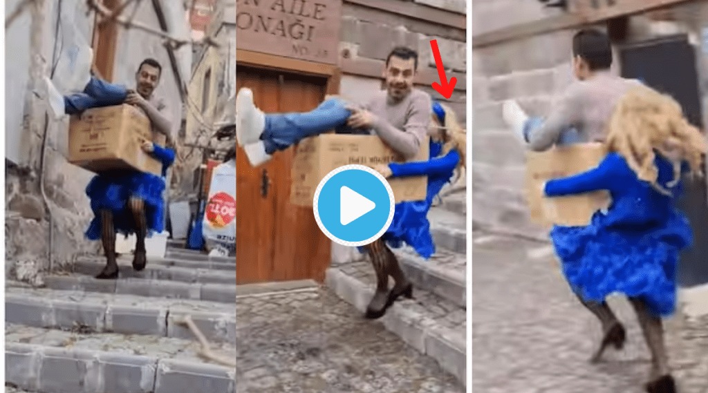 Women Picks Her Husband In Box And Run away Optical Illusion Viral Video Trending Online