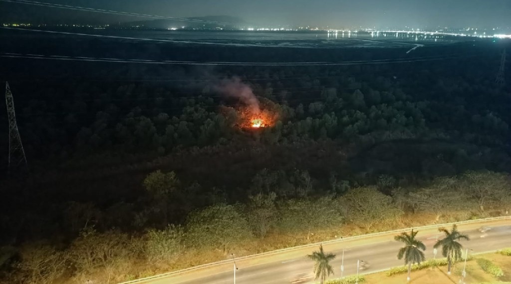 Navi Mumbai , Sanpada, mangrove forest, Fire, Fire Brigade Navi Mumbai , Sanpada, mangrove forest, Fire, Fire Brigade