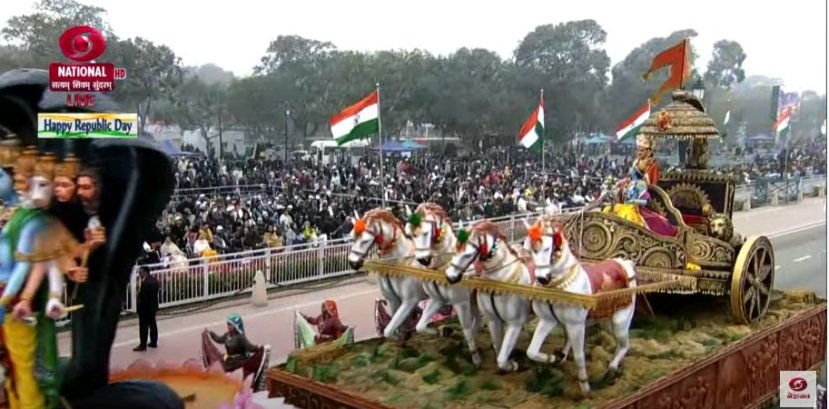 हरियाणाचा चित्ररथही धार्मिकतेवर आधारित होता.