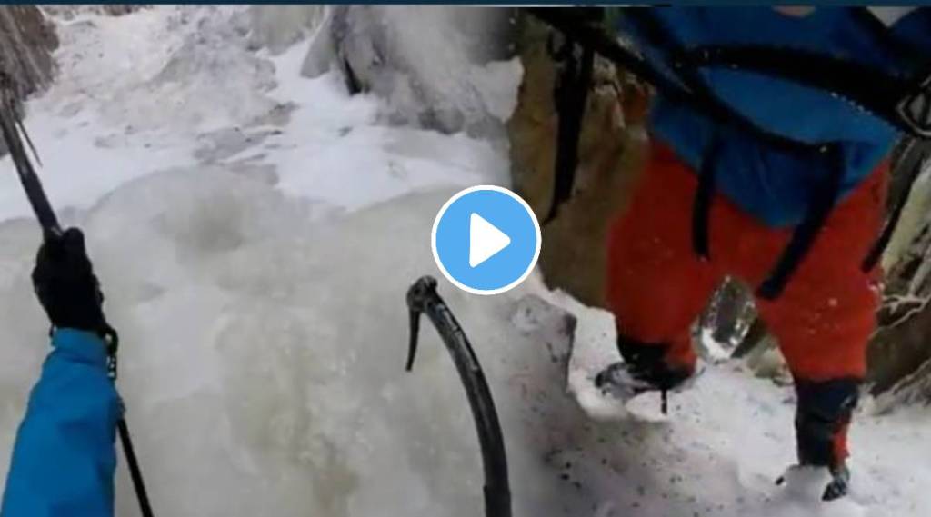 Viral Video Trekker loses his grip while trekking in snowy region watch what happens next Viral Video Trekker loses his grip while trekking in snowy region watch what happens next