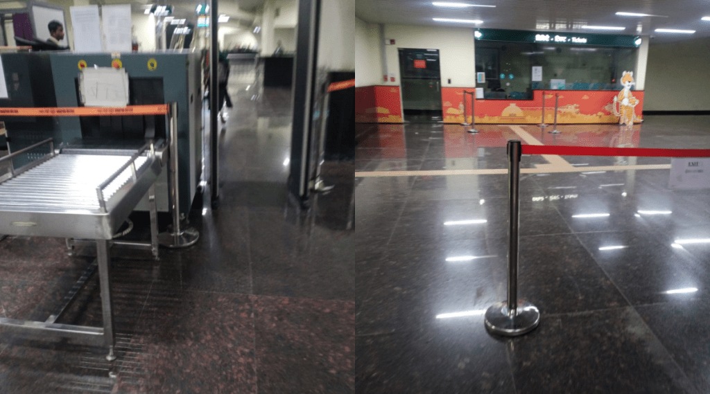 Scanner at Shankarnagar metro station in Nagpur and ticket house at Vasudev Nagar station closed