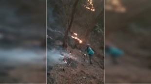 Fire in Dronagiri mountain forest of Uran