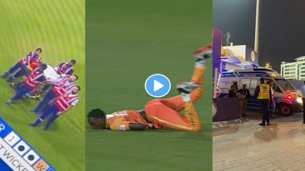 Dominic Drax caught a painful catch was taken to the hospital on a stretcher