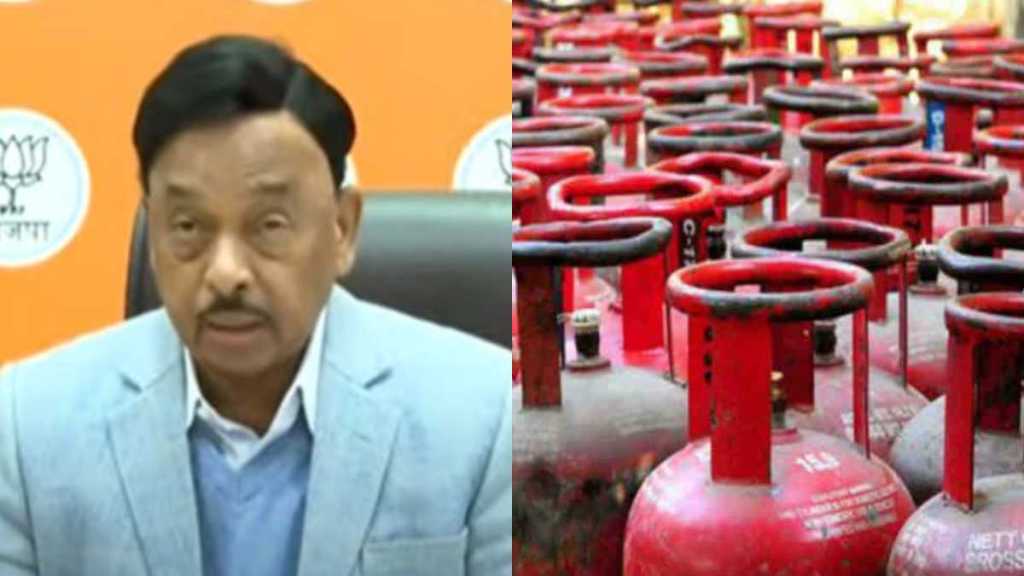 Narayan Rane on Gas Cylinder Narayan Rane on Gas Cylinder