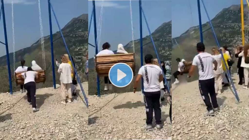 Women fall of a cliff while taking a swing ride