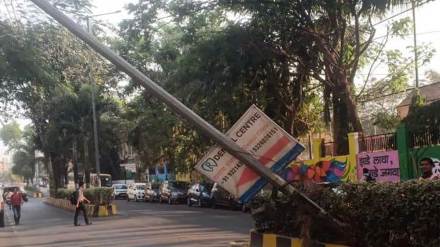newly installed electricity pole collapse