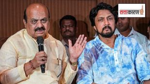 Kannada actor Sudeep and Basavraj bommai