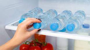 Plastic bottle in refrigerator