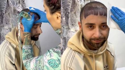 Man gets hairs tattoo