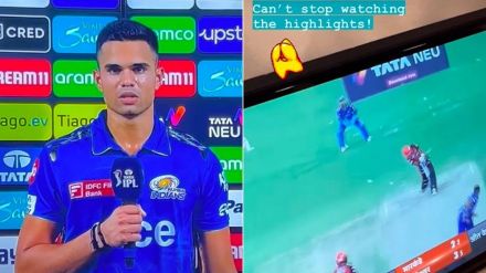 Arjun Tendulkar Takes 1st Wicket In IPL Arjun Tendulkar Takes 1st Wicket In IPL