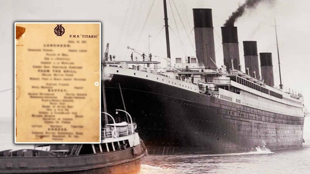 titanic food menu card