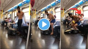 man take bath in metro viral video