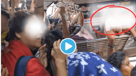 Mumbai local Viral Video Lady Catch Train With Baby Makes Dangerous Jugaad For Seat People Shocked Call Stupid
