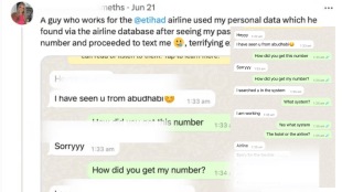 Man Finds Girls Mobile Number Through Airline Database Sends Msg Angry Women Leaks Whatsapp Screenshot Says Threat to Girls