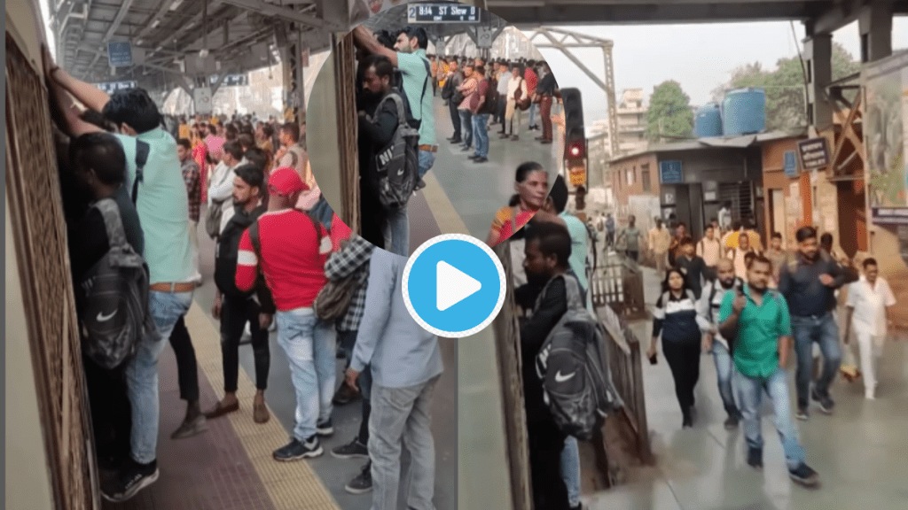 Video Mumbai Local Life Threatening Journey Of Man Hanging from door all the ladies are blamed know why