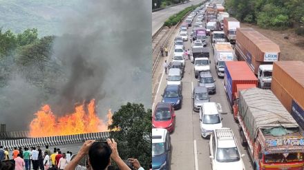 Chemical tanker on fire