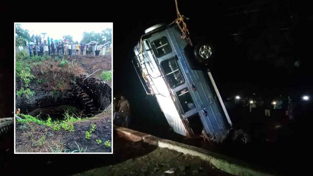 speeding jeep fell into well in karad