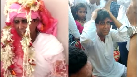 Bala Style Bald Man Tries To Do Second Marriage By Cheating First Wife Major Fight Arises in Wedding Hall Video Goes Viral