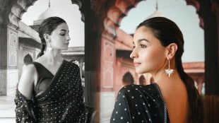 Alia Bhatt Black Bandhani Saree