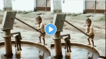 child giving water to a dog has gone viral child giving water to a dog has gone viral