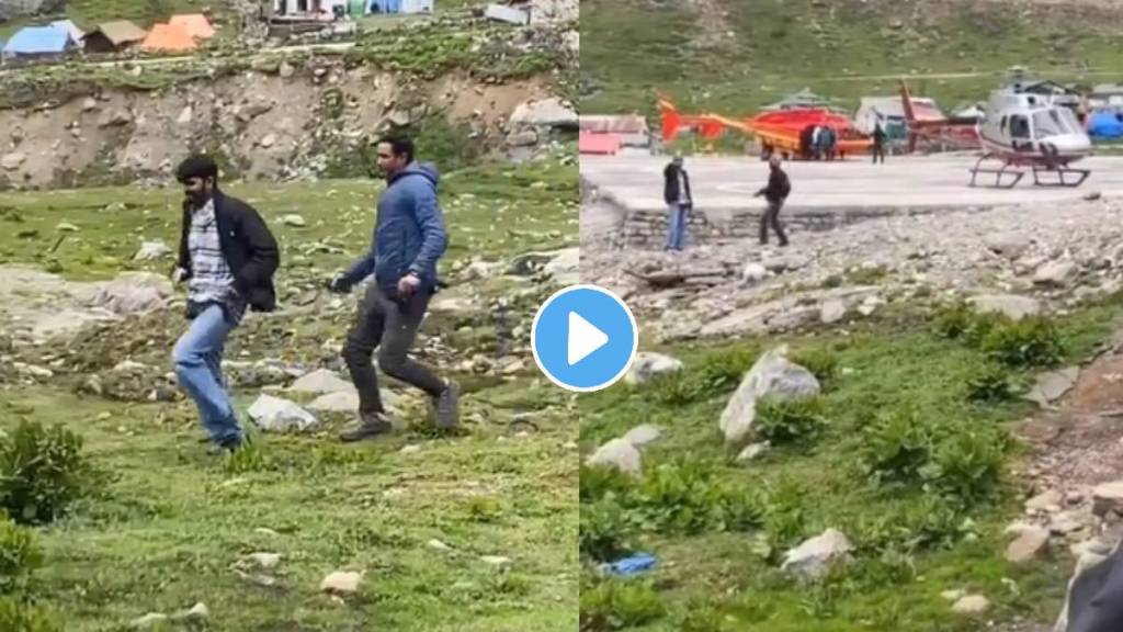 man taking selfie near helicopter taking off beaten by police in kedarnath funny video viral on social media