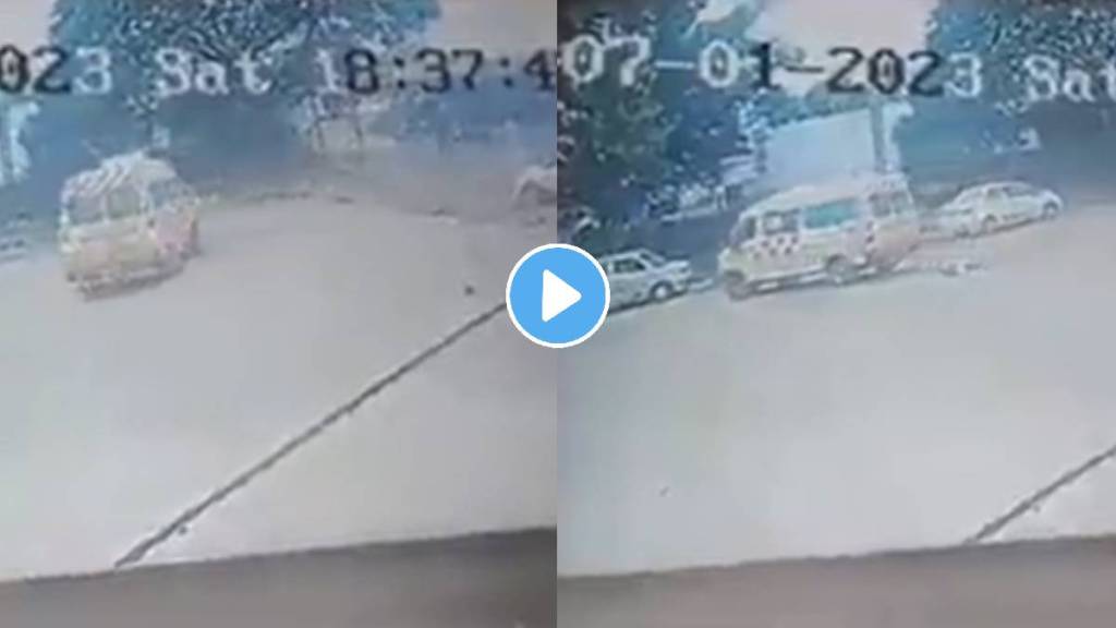 unnar accident ambulance hit man then crushed to death CCTV video viral unnar accident ambulance hit man then crushed to death CCTV video viral