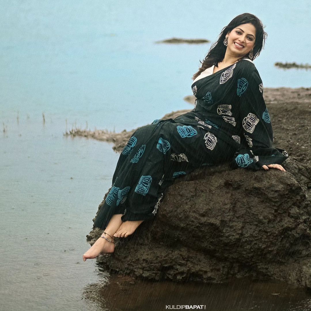 Smita Shewale Rain Saree Photoshoot