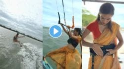 Kite Surfing Video: साडी नेसून महिलेची खतरनाक स्टंटबाजी, समुद्रातील थरार पाहून यूजर्स म्हणाले, “क्रांती घडवली…”