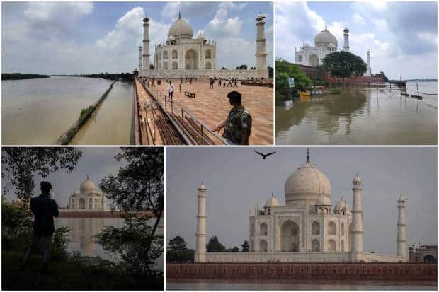 गेल्या काही दिवसांपासून दिल्लीत मुसळधार पावसानं थैमान घातलं आहे. विशेष म्हणजे तब्बल ४५ वर्षांनंतर यमुना नदीचे पाणी ताजमहाल संकुलाच्या बाहेरील भिंतीपर्यंत पोहोचले आहे.