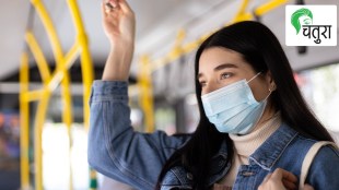 female passenger enters the bus