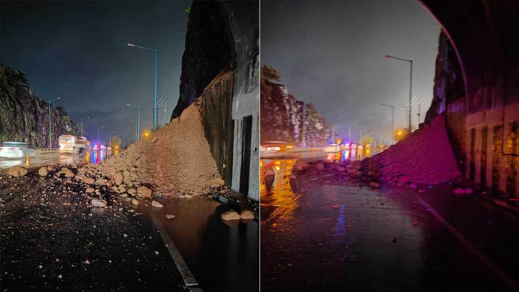landslide again on pune mumbai expressway traffic normal landslide again on pune mumbai expressway traffic normal
