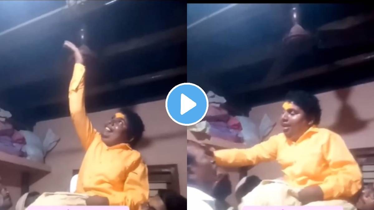 फिरता पंखा हाताने थांबवत भक्तांना देतो आशीर्वाद; सोशल मीडियावर आता ...